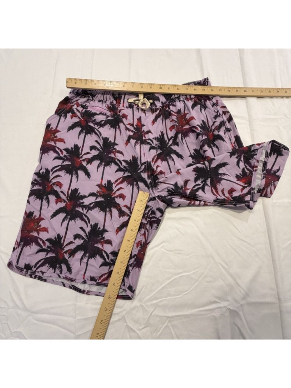 NWOT VTG 1946 Mens XL Purple Palm Tree Print Swim Shorts 92% Polyester 8% Spande - Picture 3 of 9